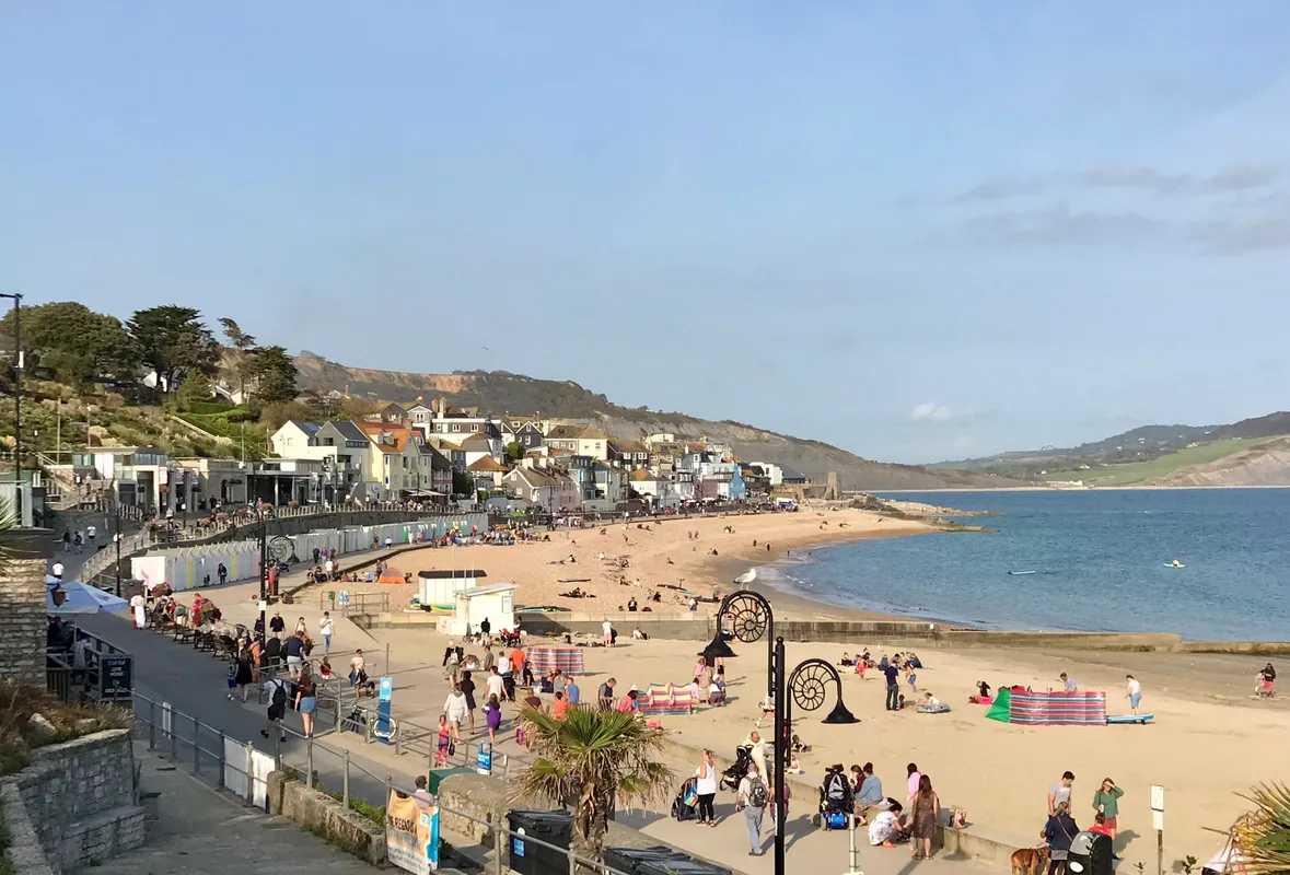 The beach at Lyme Regis is popular with families