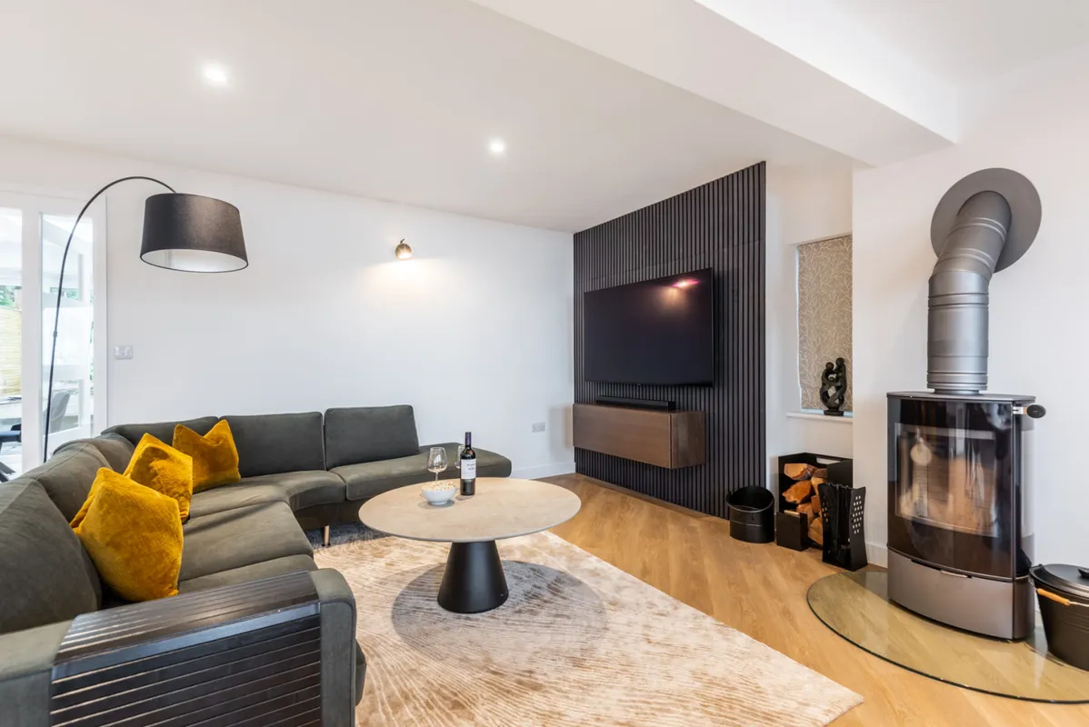 A perfect holiday home by the sea, with a log burner for winter breaks.