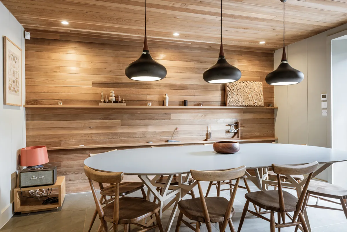 The dining area comfortable for 10