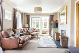 The cosy lounge with log burner