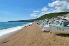 The beach is a pebbles throw from marvellous Middlecombe Lodge