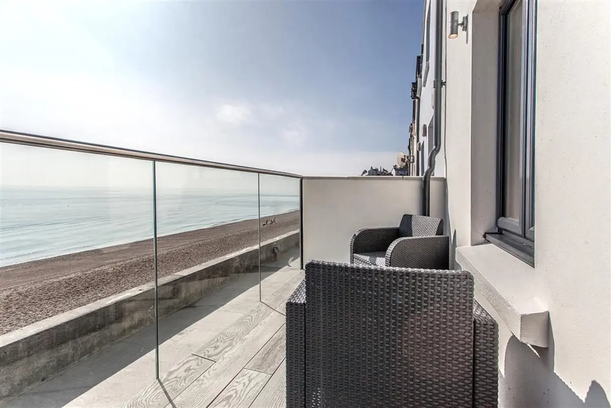 The new balcony off the sitting room with stunning sea views!