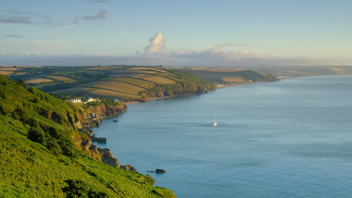 sunrise over Start Bay from the South West Coast Path